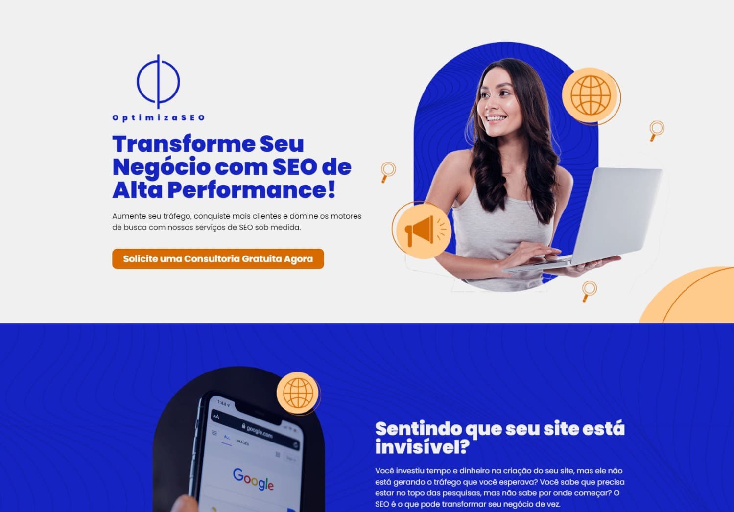 Imagem de uma landing page