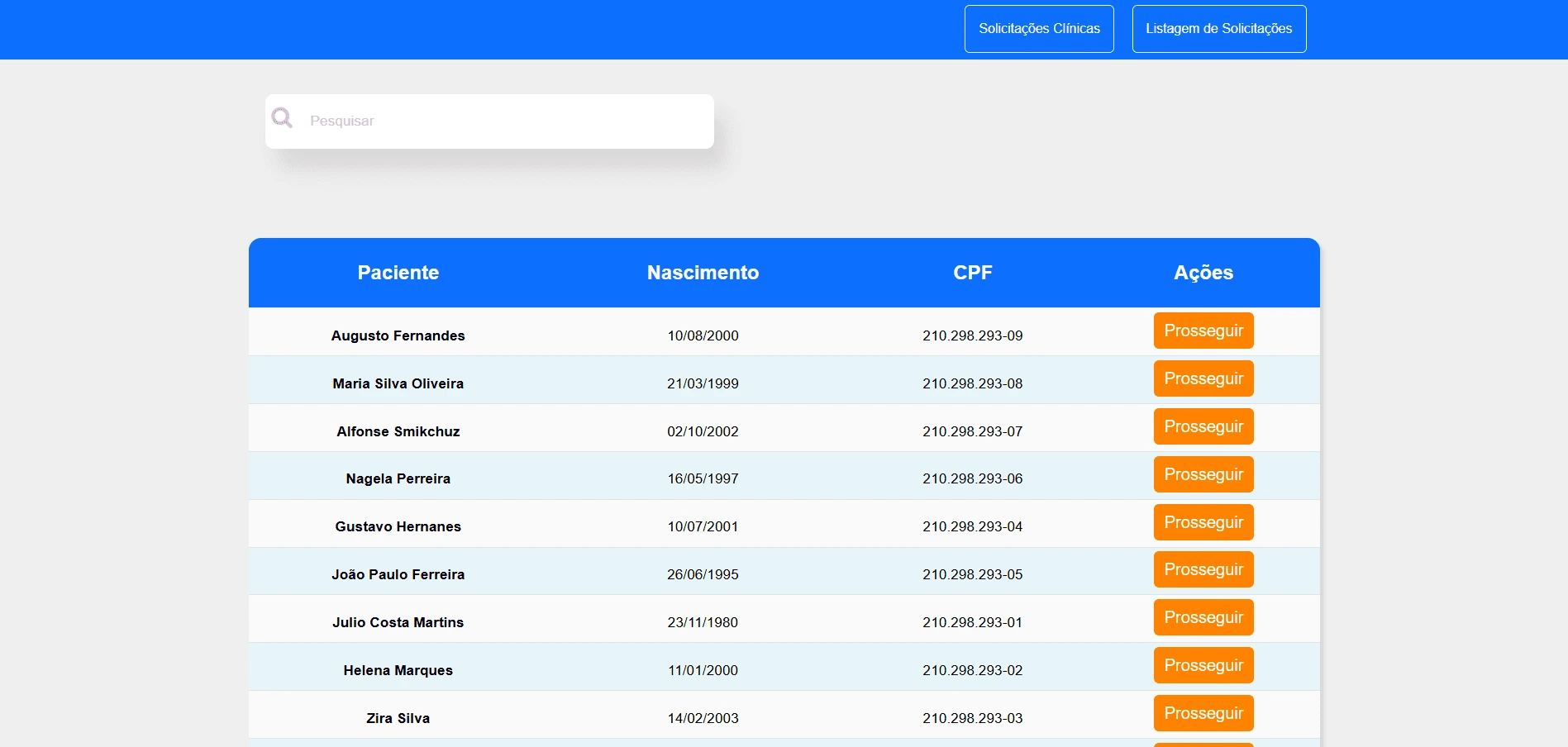 Imagem de uma página web direcionada à clinicas