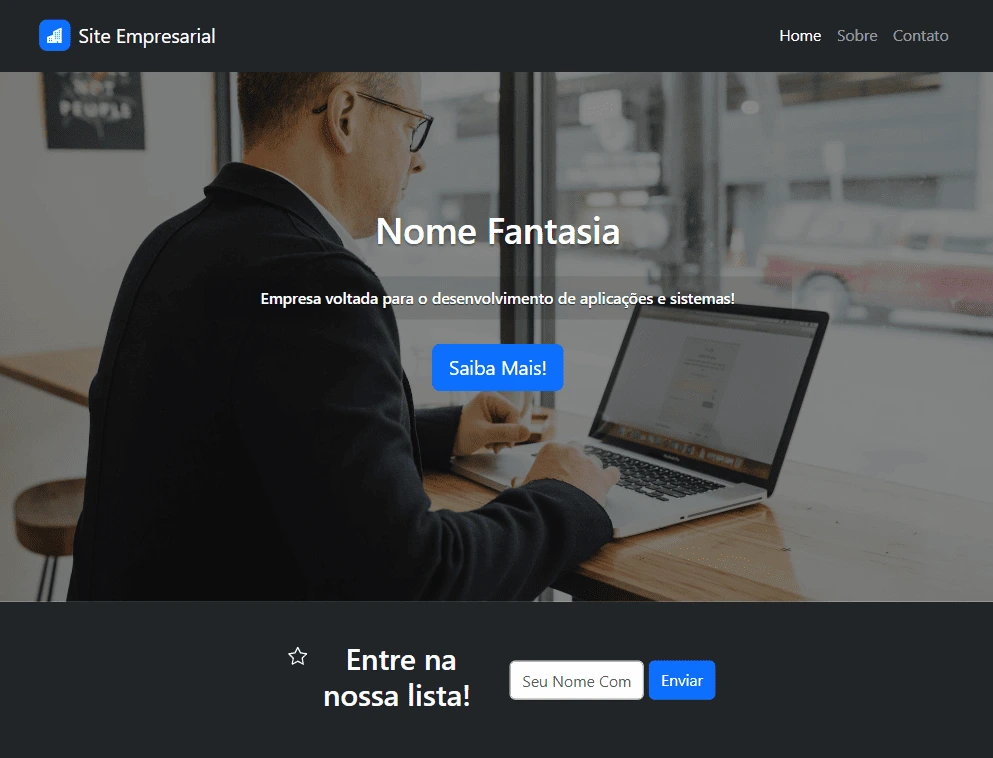 Imagem de uma página web de uma empresa